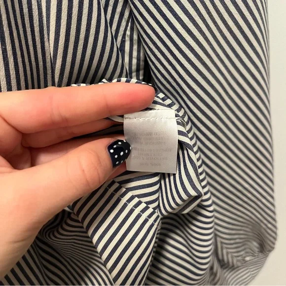 Nili Lotan Leah Blue and White Bell Sleeve Button Up Blouse Shirt - Picture 7 of 8